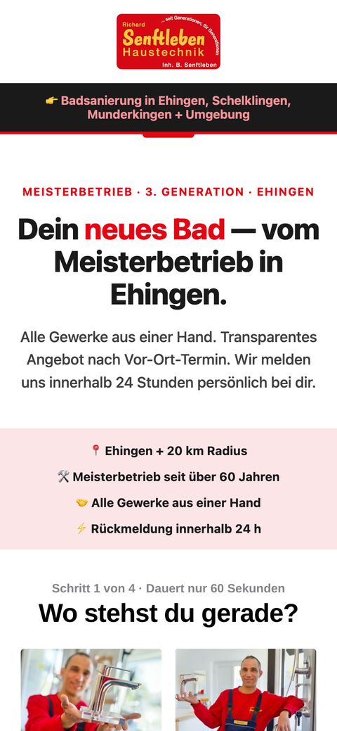 Badsanierungs-Funnel Senftleben Haustechnik
