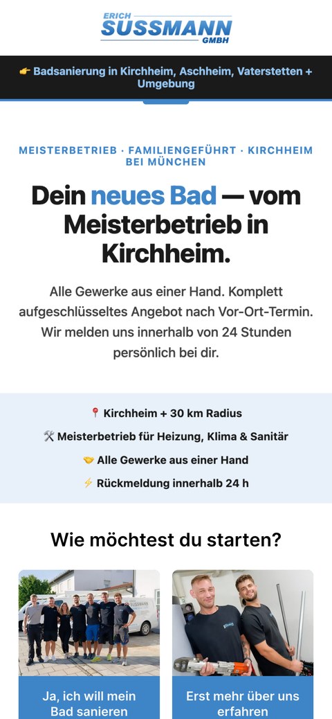 Badsanierungs-Funnel Sussmann GmbH, Kirchheim bei München